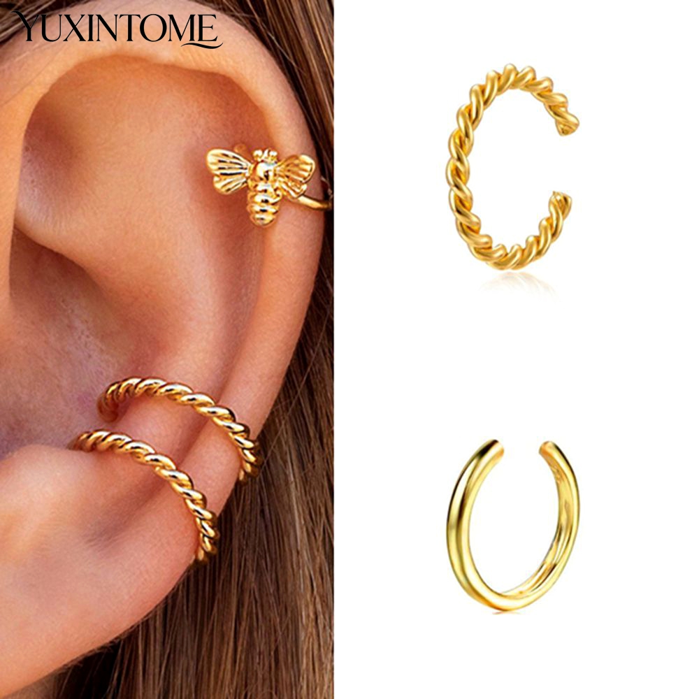 Ear Cuff No Piercing - 1PC 24k Gold-Plated Silver Spiral Ear