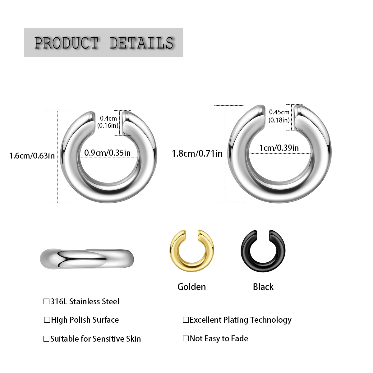 1pc Exaggerated c-Shaped Non-P – Ear Cuff No Piercing Bewertung und Preis